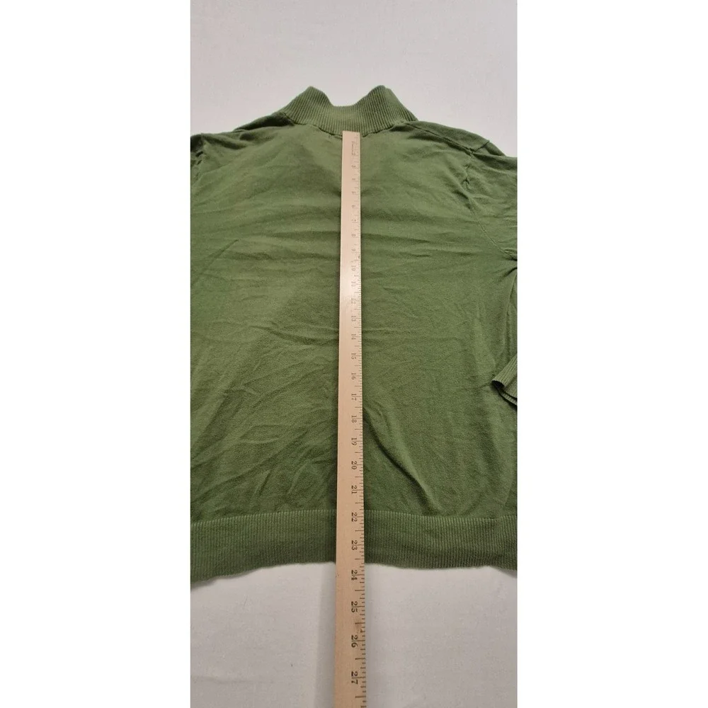 Banana Republic men's green 1/4 zip pullover tight knit sweater sz M 100% cotton